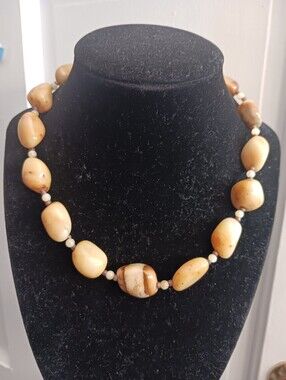 Beautiful Agate? Necklace Chunky Great Color Real Stones 16.5in